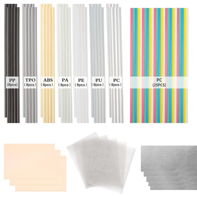 90 STKS Plastic Lasstaven ABS PP PU PE PA PC TPO 7 soorten lasstaven voor Auto bumper,