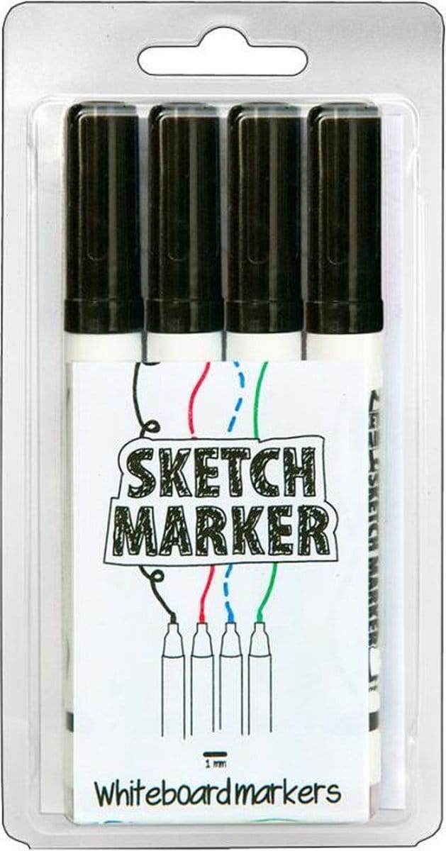 MagPaint - Sketchmarker - Whiteboardstiften - Zwart - Set van 4