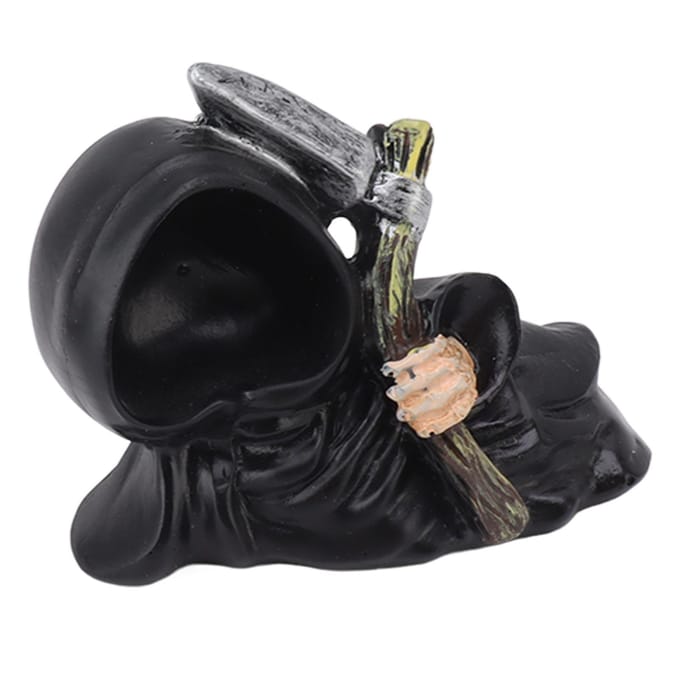 Grim Reaper Sculptuur Hars Gotisch Bureaubeeldje Figuur Decoratie met Zeis voor Halloween gray