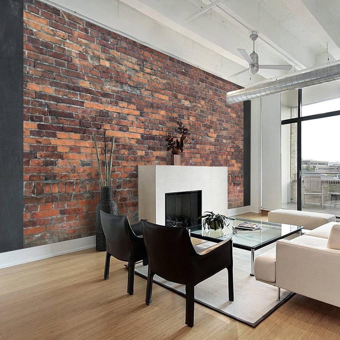 Fotobehang - Vintage Wall (Red Brick)