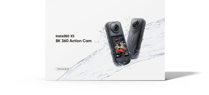 Insta360 X5 - Motorbundel - 8K 360° video - Waterdicht IP68