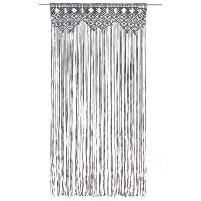 vidaXL - Gordijn - macramé - 140x240 - cm - katoen - antraciet