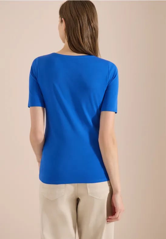 Basic Shirt met ronde hals in effen kleur