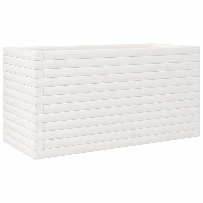 vidaXL - Plantenbak - 90x40x45,5 - cm - massief - grenenhout - wit