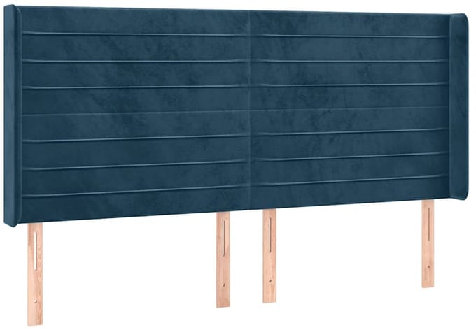 vidaXL - Hoofdbord - met - randen - 203x16x118/128 - cm - fluweel - donkerblauw