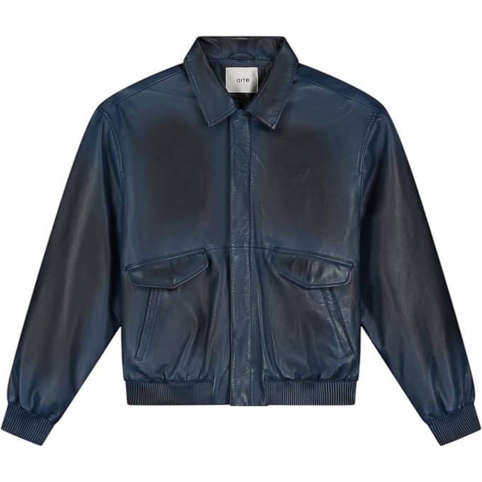 Arte Antwerp Lederen Fade jas leren jas met vintage-effect kraag - Navy