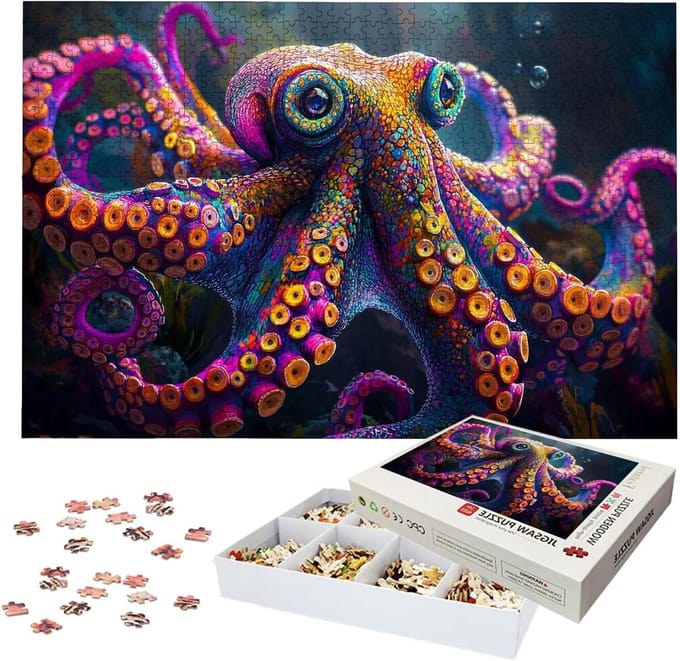 Houten Puzzel - Dier Octopus - Ontspanning Thuis - 5000 Stukjes - 1565 x 1055 cm - Meerkleurig