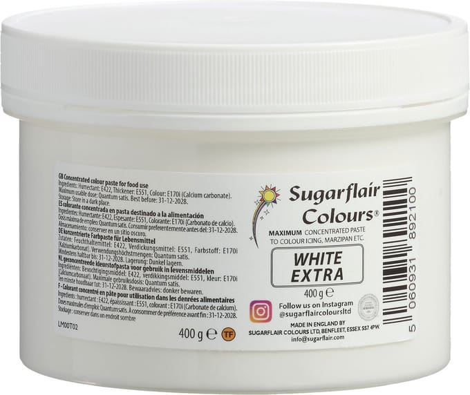 Sugarflair Max Concentrate Paste Colour - Voedingskleurstof - Wit - 400g