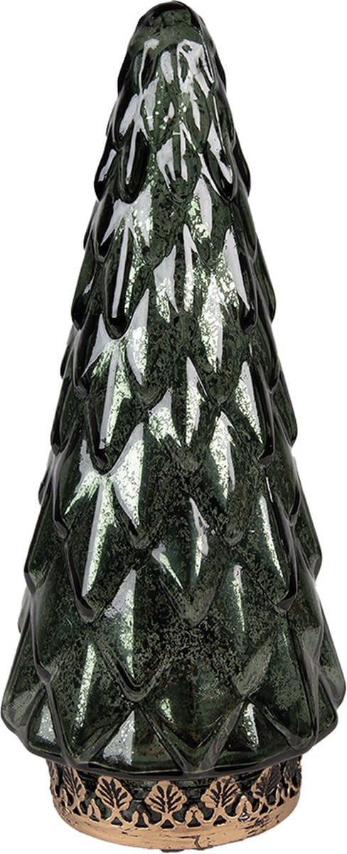 Clayre & Eef Kerstdecoratie met LED-verlichting Kerstboom Ø 11x24 cm Groen Glas