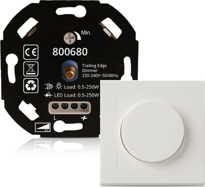 LED Dimmer - 0.5 tot 200 Watt - Universele LED Dimmer inclusief Afdekplaat - Led Dimmer Inbouw - Dimmer Schakelaar - Dimmer Afdekplaat