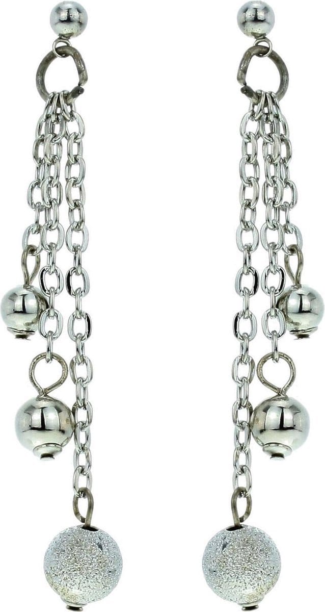 Behave - Oorbel hanger zilverkleur - Statement lang - Retro glamour