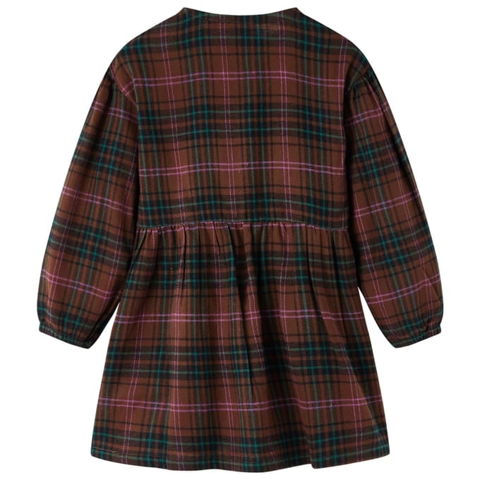 vidaXL - Kinderjurk - met - lange - mouwen - 128 - cognackleurig