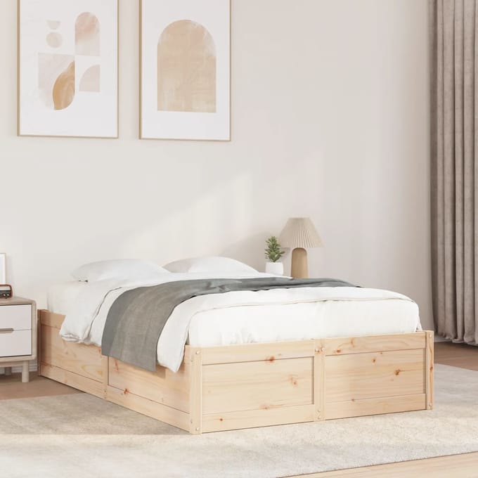 vidaXL - Bedframe - zonder - matras - massief - grenenhout - 135x190 - cm