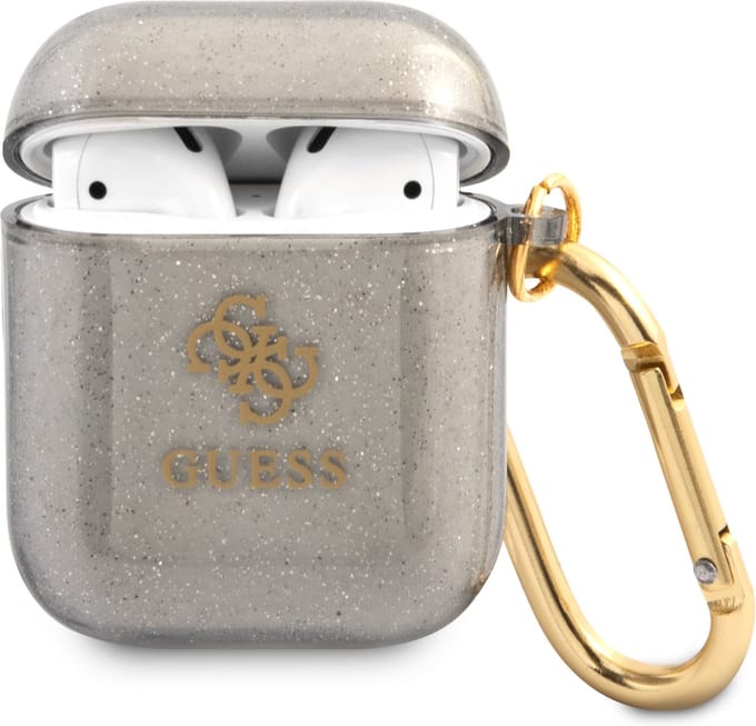 Guess TPU Glitter Case AirPods 1 - AirPods 2 Zwart