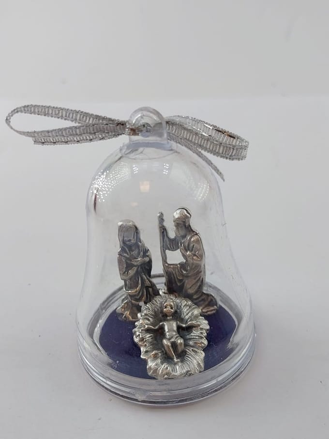 Mini kerstgroep in Klokken Bel / blauw / 4 x 6 cm