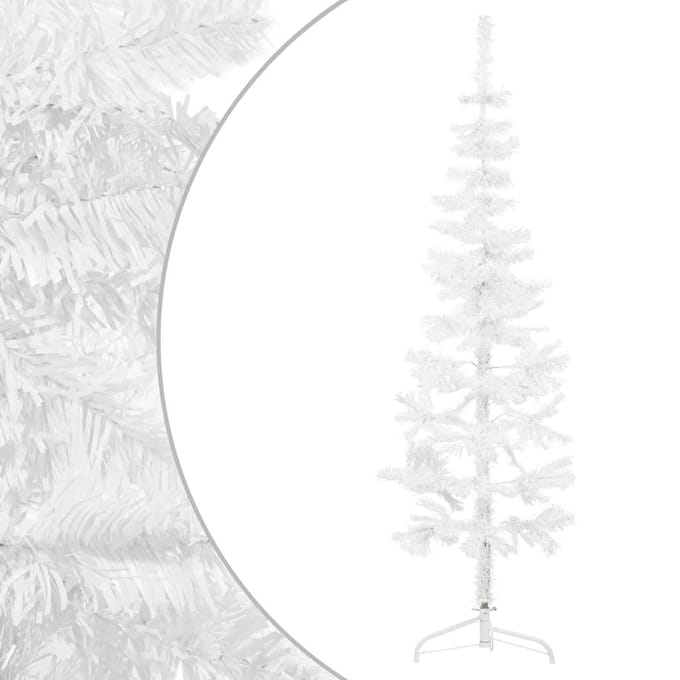 vidaXL - Kunstkerstboom - half - met - standaard - smal - 120 - cm - wit