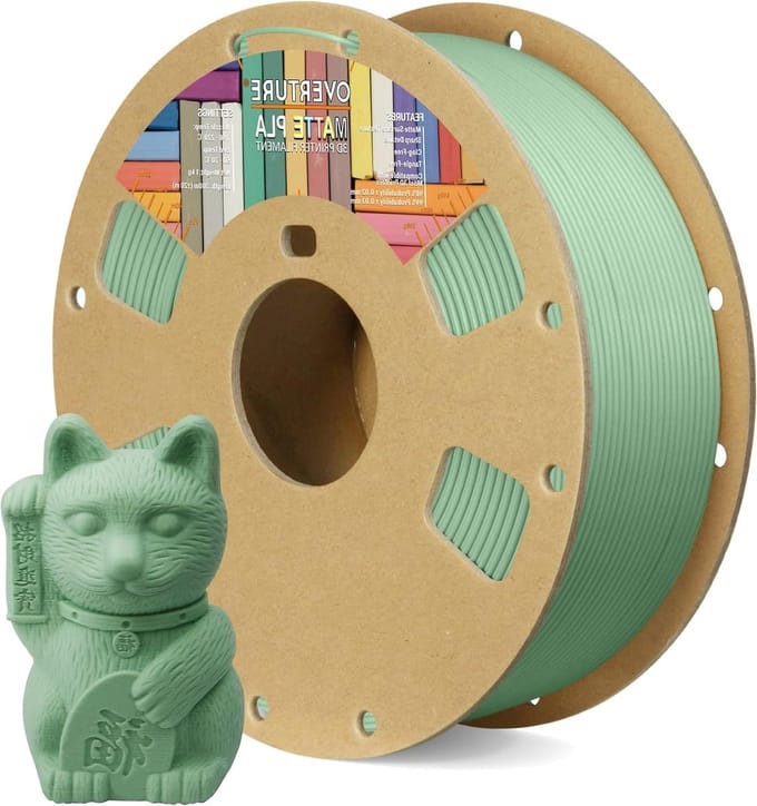 Matte 3D Printer Filament 1.75mm 1kg Cardboard Spool Matte Light Green - Dimensional Accuracy +/- 0.02 mm