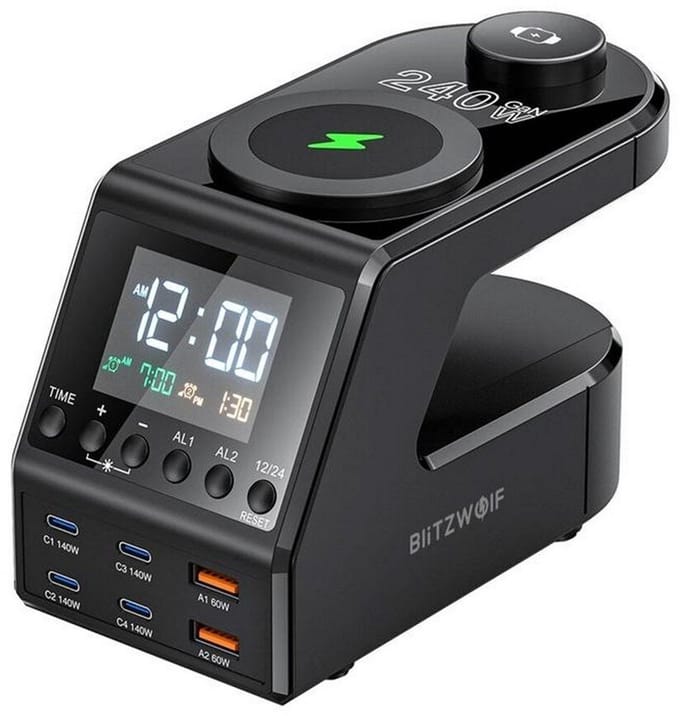 BlitzWolf FW10 10-in-1 Wireless Alarm Clock Charger - Black
