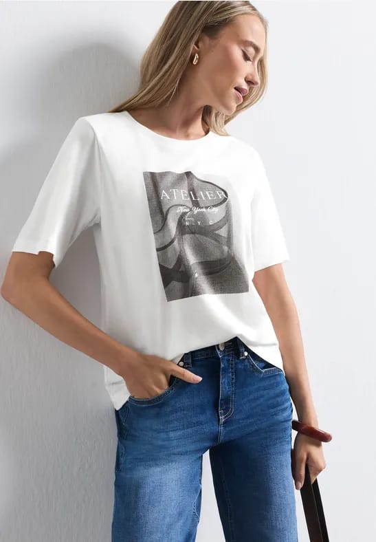 Shirt met ronde hals en fotoprint