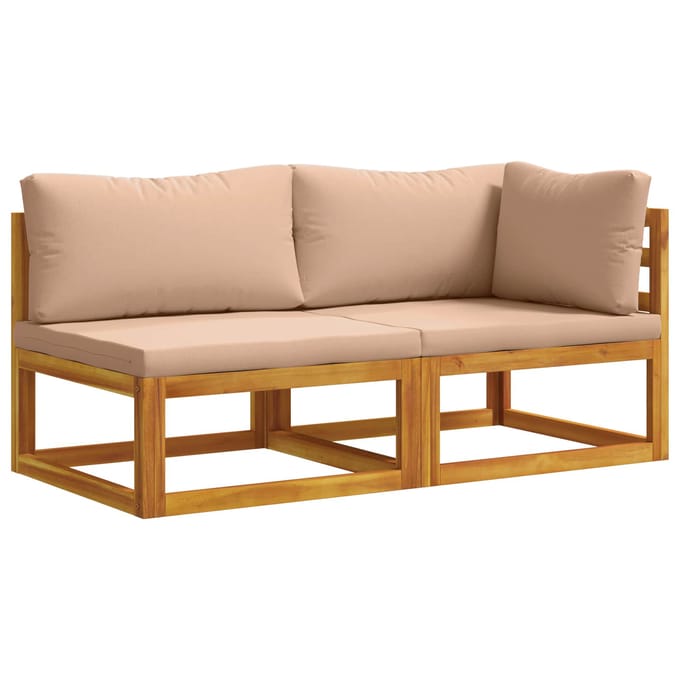 vidaXL - Modulaire - sofaset - met - kussens - 2 - st - 2-zits - Massief - Acacia - Hout