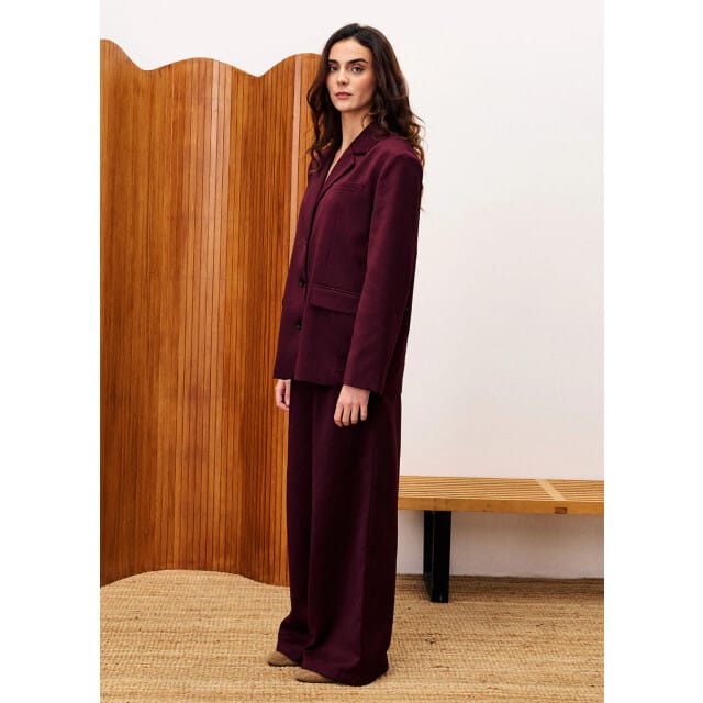 FRNCH Hibiscus wide-leg pantalon bordeaux rood