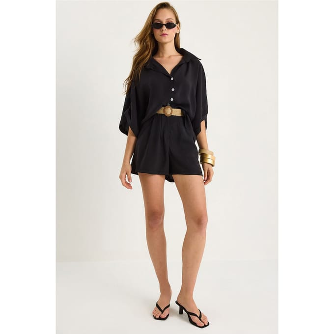 Hoge Taille Knop Twee-delige Co-ord Set