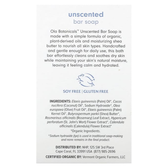 Dr. Mercola, Ola Botanicals, Bar Soap, Unscented, 3 oz (85 g) gray
