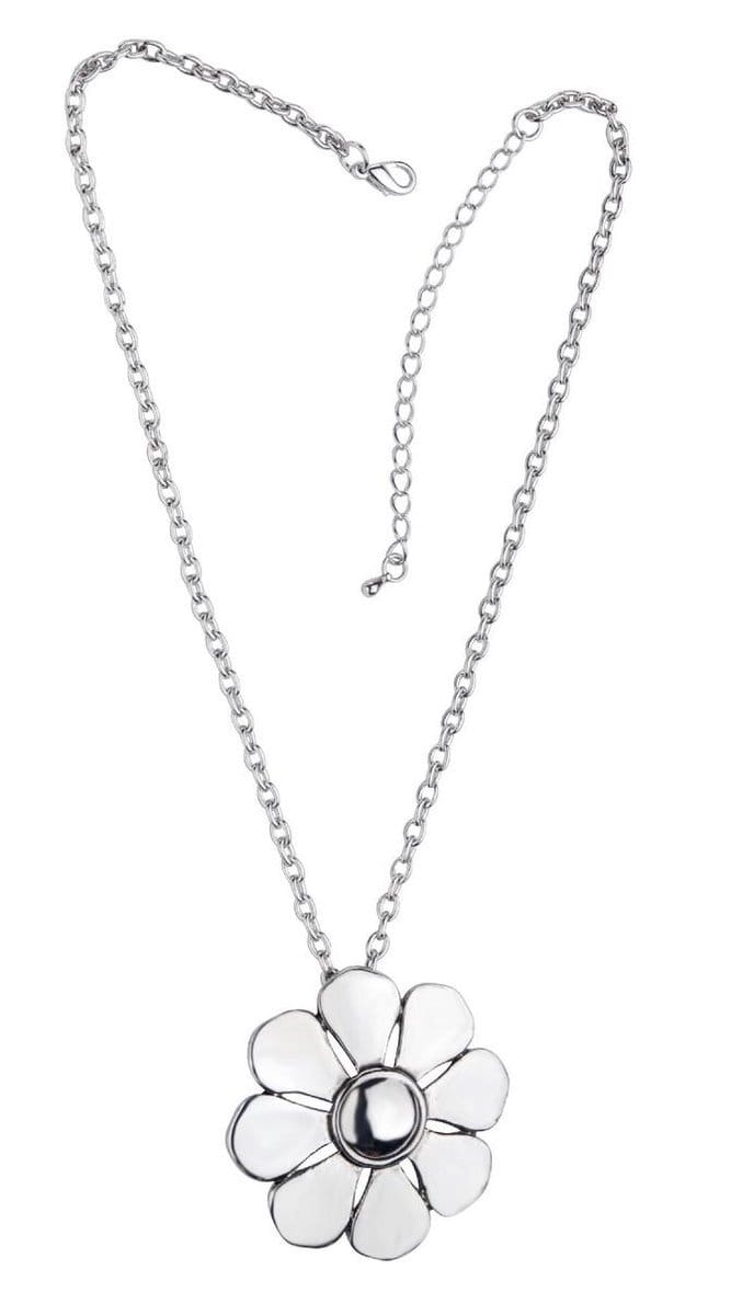 Behave - korte damesketting - bloem hanger - glanzend zilverkleurig