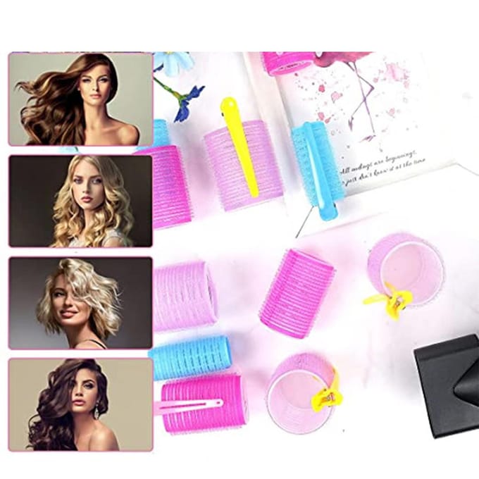 36 Stuks Zelfklevende Haarroller Set Groot Medium Klein Haarrollers Roller met 12 Plastic Klemmen voor purple