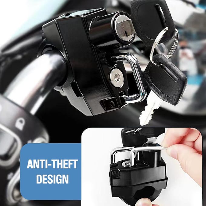 Motorhelm Slot Anti-diefstal Fietshelm Veiligheidssloten met 2 sleutels en installatiegereedschap Simple version black