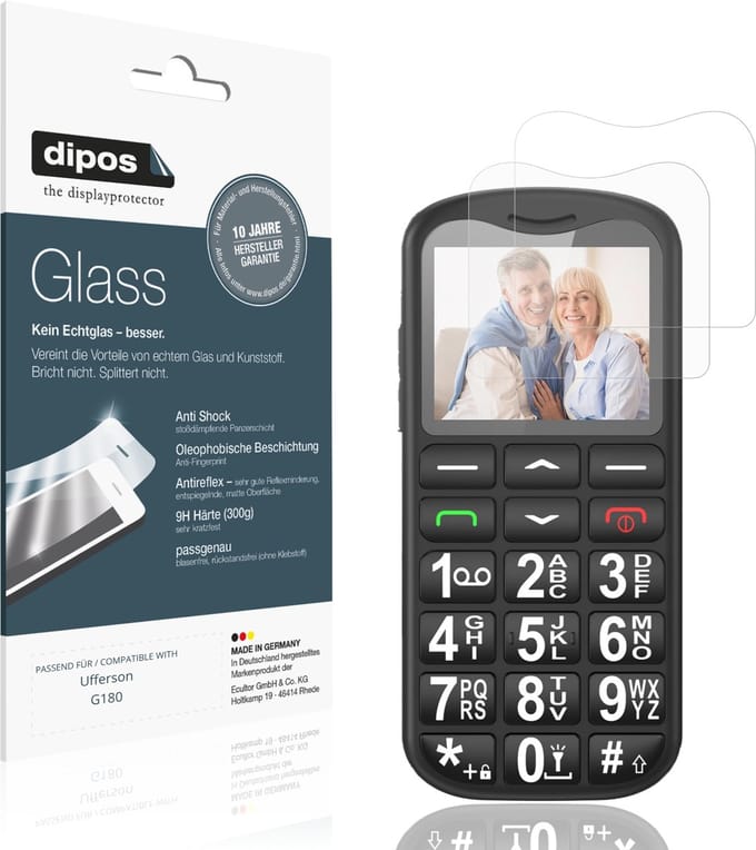 dipos – 2x Matte Pantserfolie geschikt voor Ufferson G180 | 9H Screenprotector