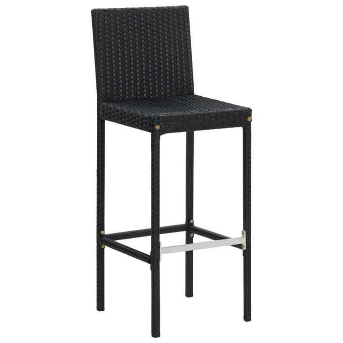 vidaXL - Tuinbarkrukken - met - kussens - 2 - st - poly - rattan - zwart