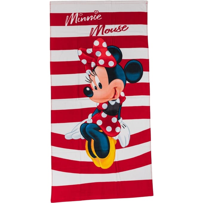 Minnie Mouse strandlaken wit rood 70 x 140 cm katoen