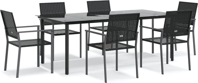 vidaXL - 7-delige - Tuinset - poly - rattan - en - staal