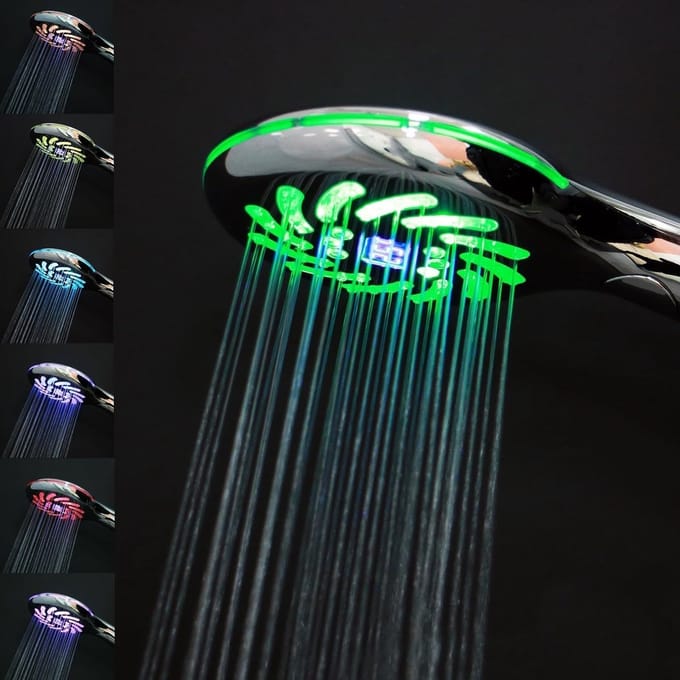 Kleurrijke LED Douchestraal met Digitale Temperatuurweergave, 3 Instellingen, Waterbesparend en 12.5 cm Heldere Handdouche