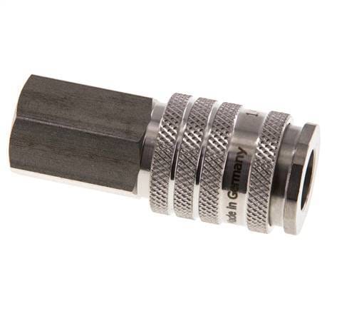 RVS DN 7.8 Luchtkoppeling Snelkoppeling G 3/8 inch Binnendraad Double Shut-Off - CLS7-F-S-SV-BL-038