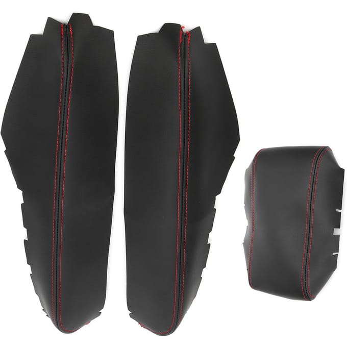 3 stuks Middenconsole Armsteun Padhoezen PU Leer Beschermers Passend voor Honda Civic 20162018 black