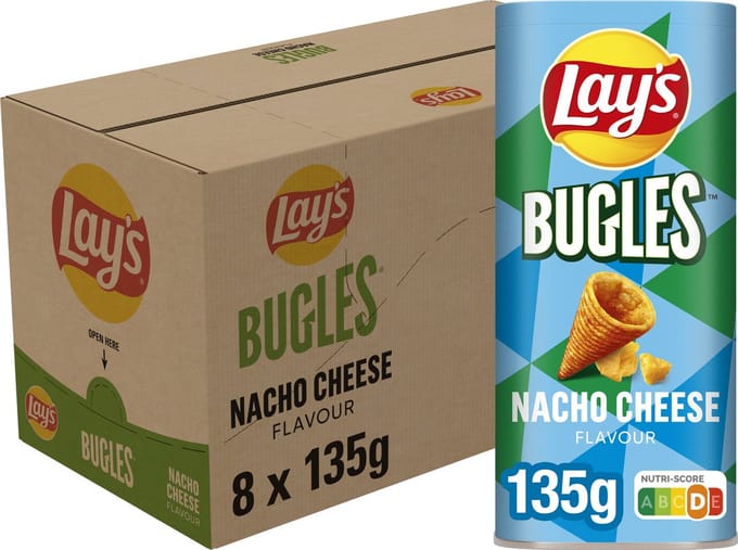 Lay's Bugles Nacho Cheese Snack Box - Chips - 8 x 135 gram