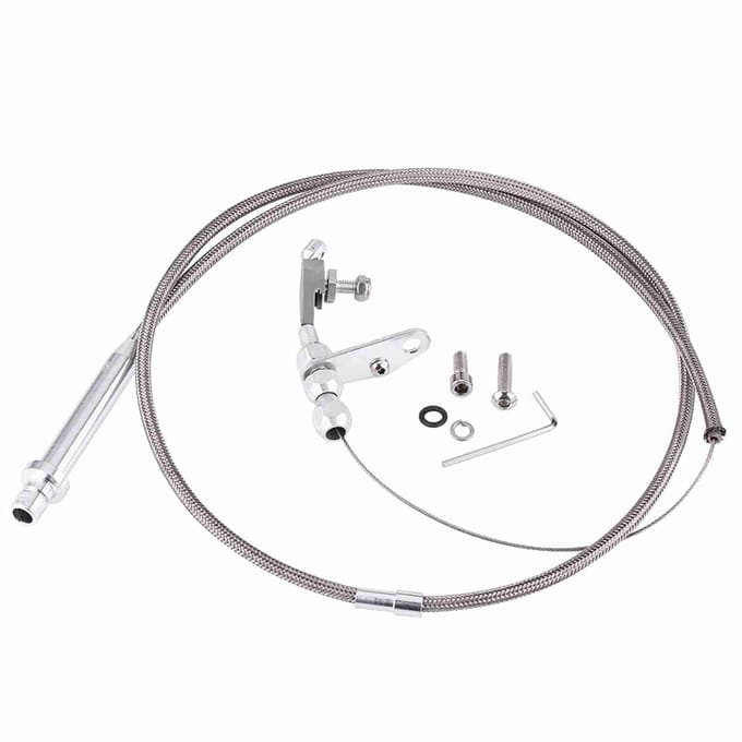 Voor Chevy TH350 transmissie kickdown kabel vergrendeling roestvrijstalen gevlochten kickdown gray