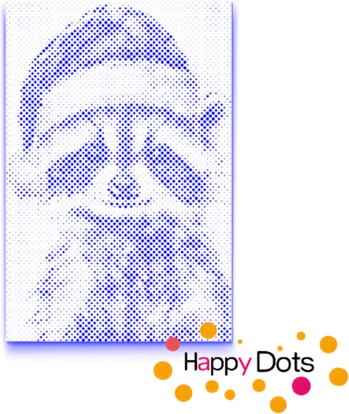 HappyDots DOT Painting Wasbeer met Kerstmuts - Stippelschilderij 40x60cm