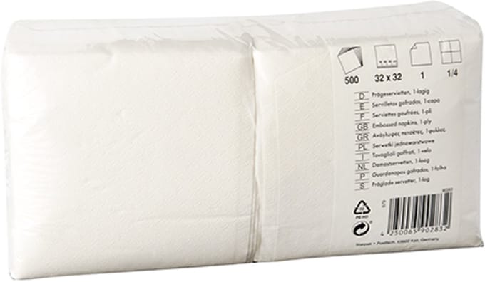 Servetten wit, 32x32 cm, 1 - laags, 500 stuks