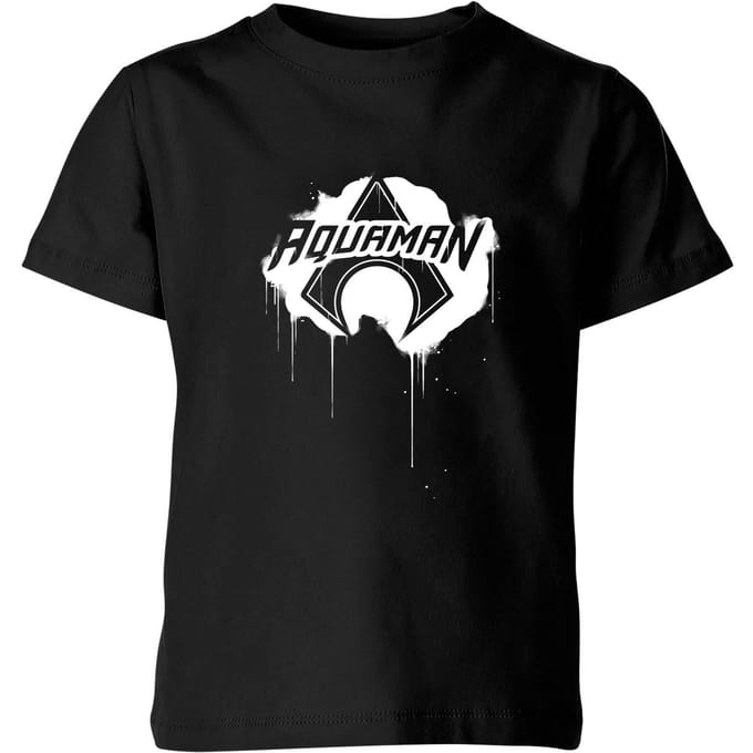 Justice League Graffiti Aquaman Kids' T-Shirt - Black - 122/128 (7-8 jaar)