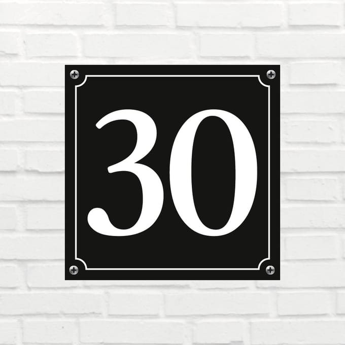 Huisnummerbord Mat zwart Deluxe - Nummer 30 - incl. bevestiging