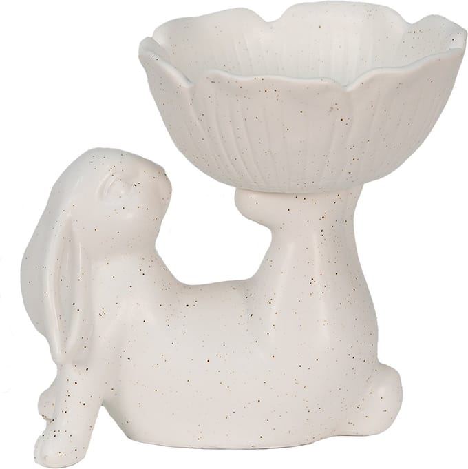 Clayre & Eef Beeld Konijn 15x11x14 cm Wit Polyresin