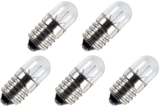 Signaallamp E10 6V 0.3W - 50 mAh - 5 stuks - T9 Gloeilamp Ø9mm - 23mm - 2500K - Dimbaar