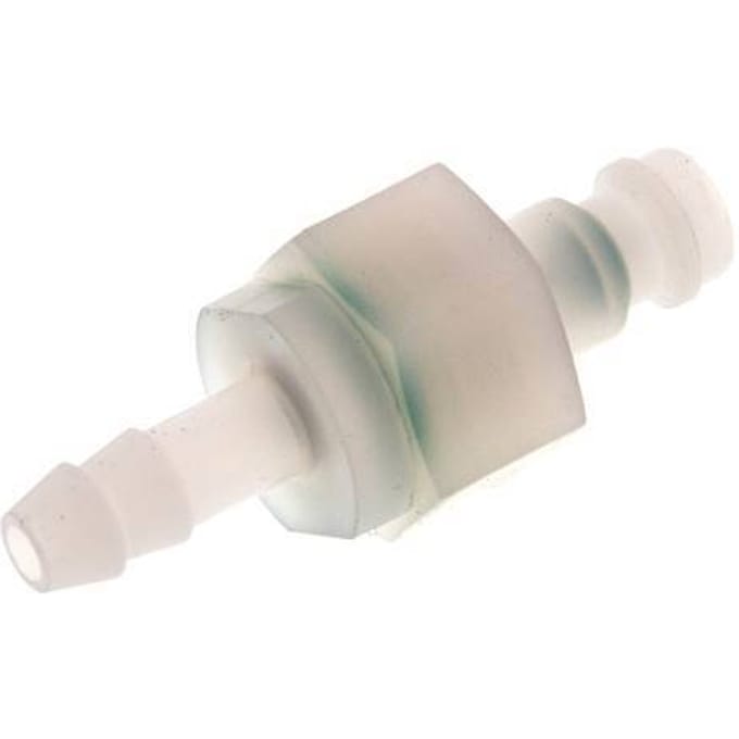 PVDF DN 5 Koppeling Insteeknippel 6 mm Slangpilaar Dubbele afsluiting