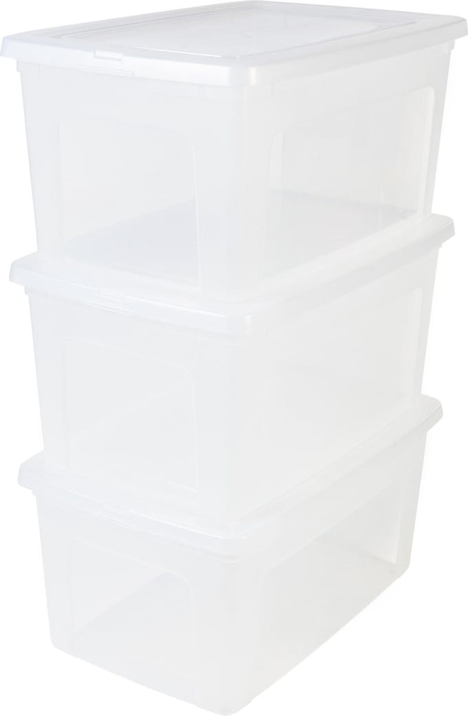 IRIS Clearbox Opbergbox - 50L - Kunststof - Transparant - Set van 3
