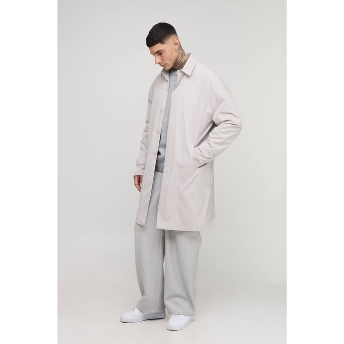 Tall Crinkle Oversized Mac | Grey | Size Small
