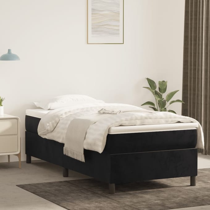 vidaXL - Boxspring - bed - fluweel - zwart - 80x200 - cm