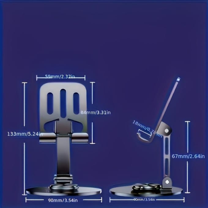 360-Graden Roterende Metalen Telefoon- en Tablethouder, Compatibiliteit, Antislip Basis, Metaal, Universele Compatibiliteit grijs